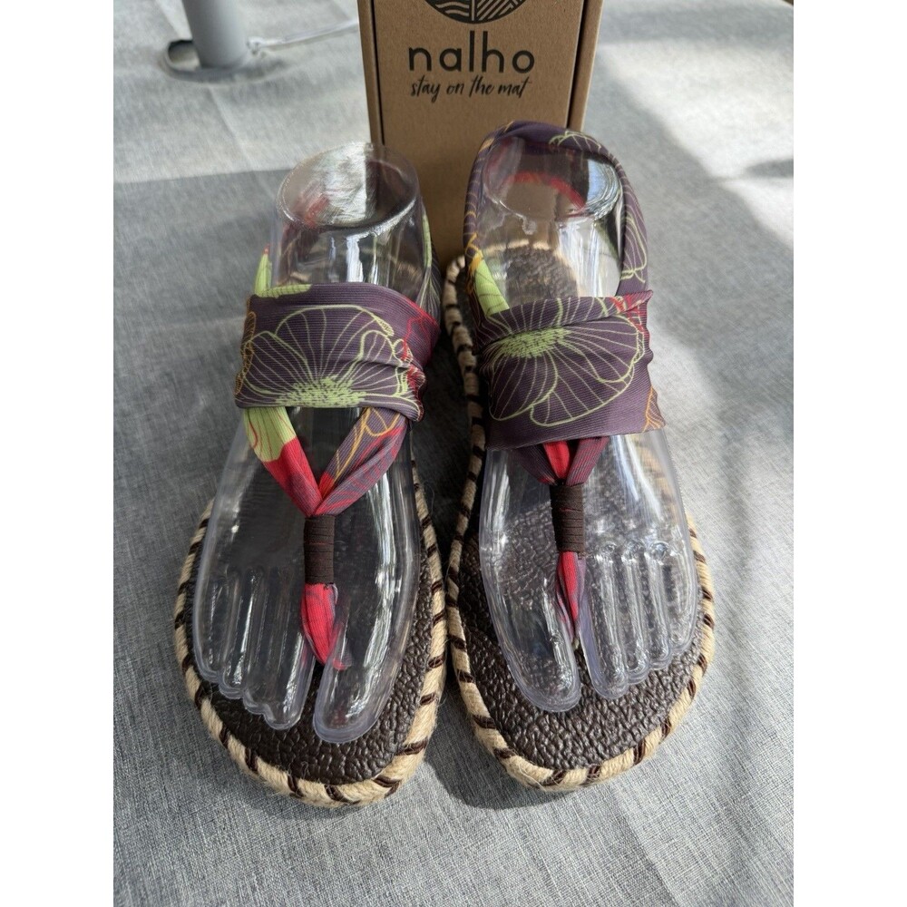 NEW NALHO Sz 8 Yoga Mat Memory Foam Espadrilles Sandal Ganika Brown Green Red